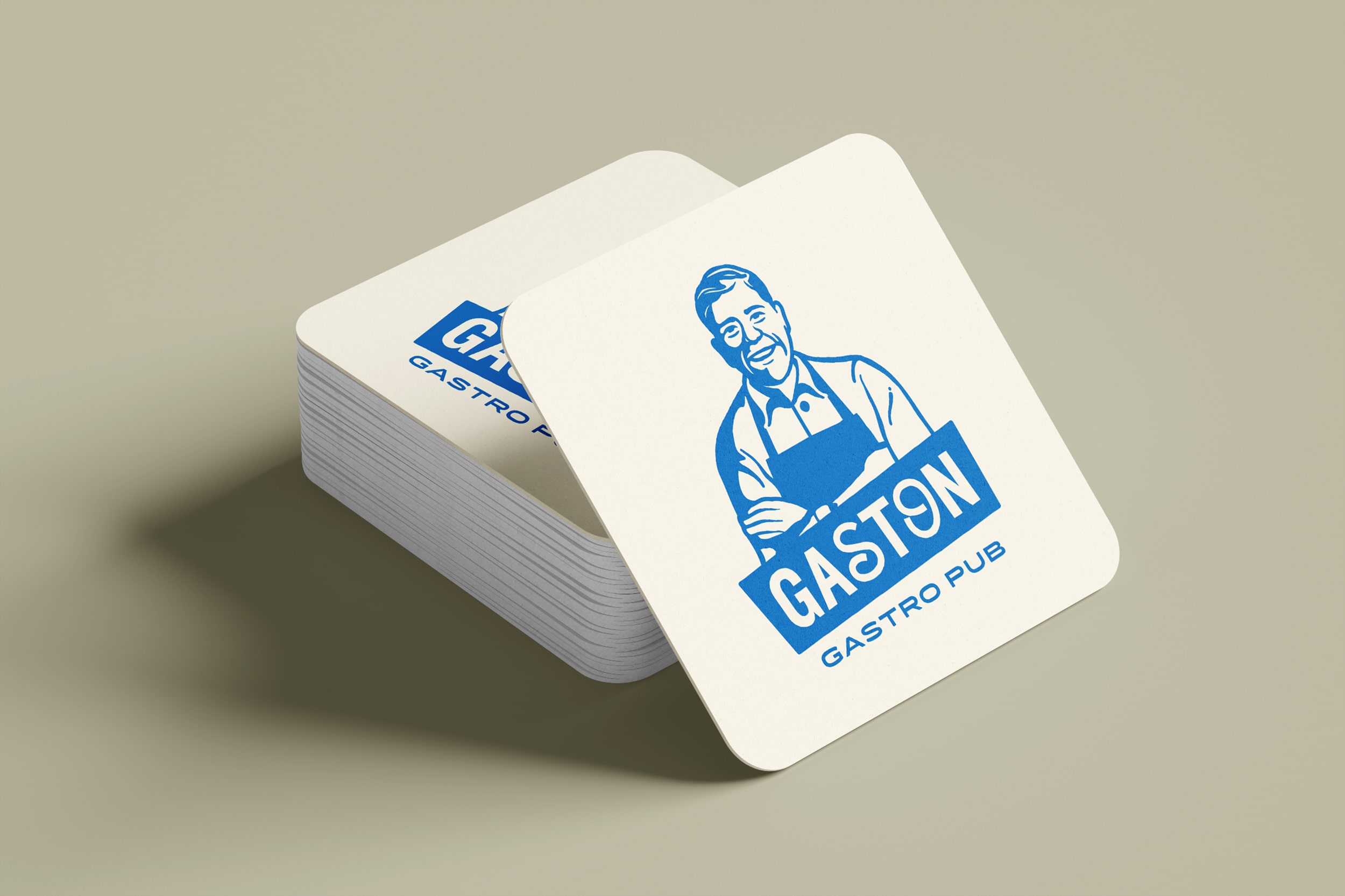 Gaston gastro Pub bleu Juin logo graphiste