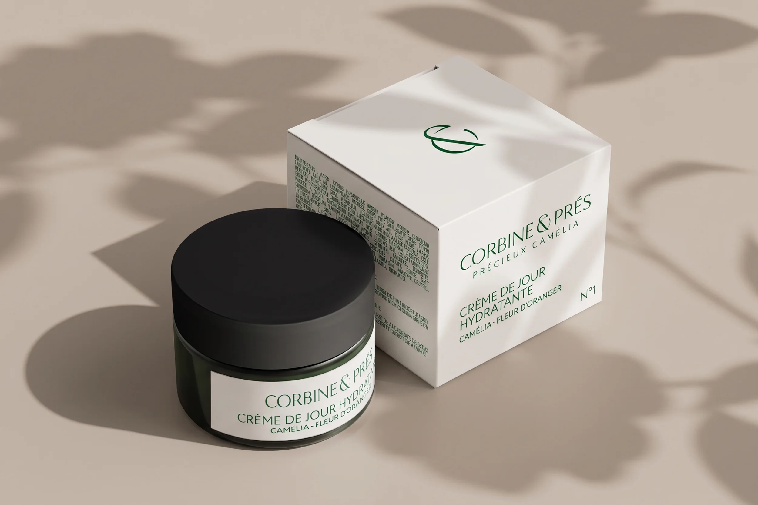 bleu juin corbine et prés creme hydratante camelia pays basque cosmetique biologique euskadi logo branding esperluette packaging design beauty skincare jar