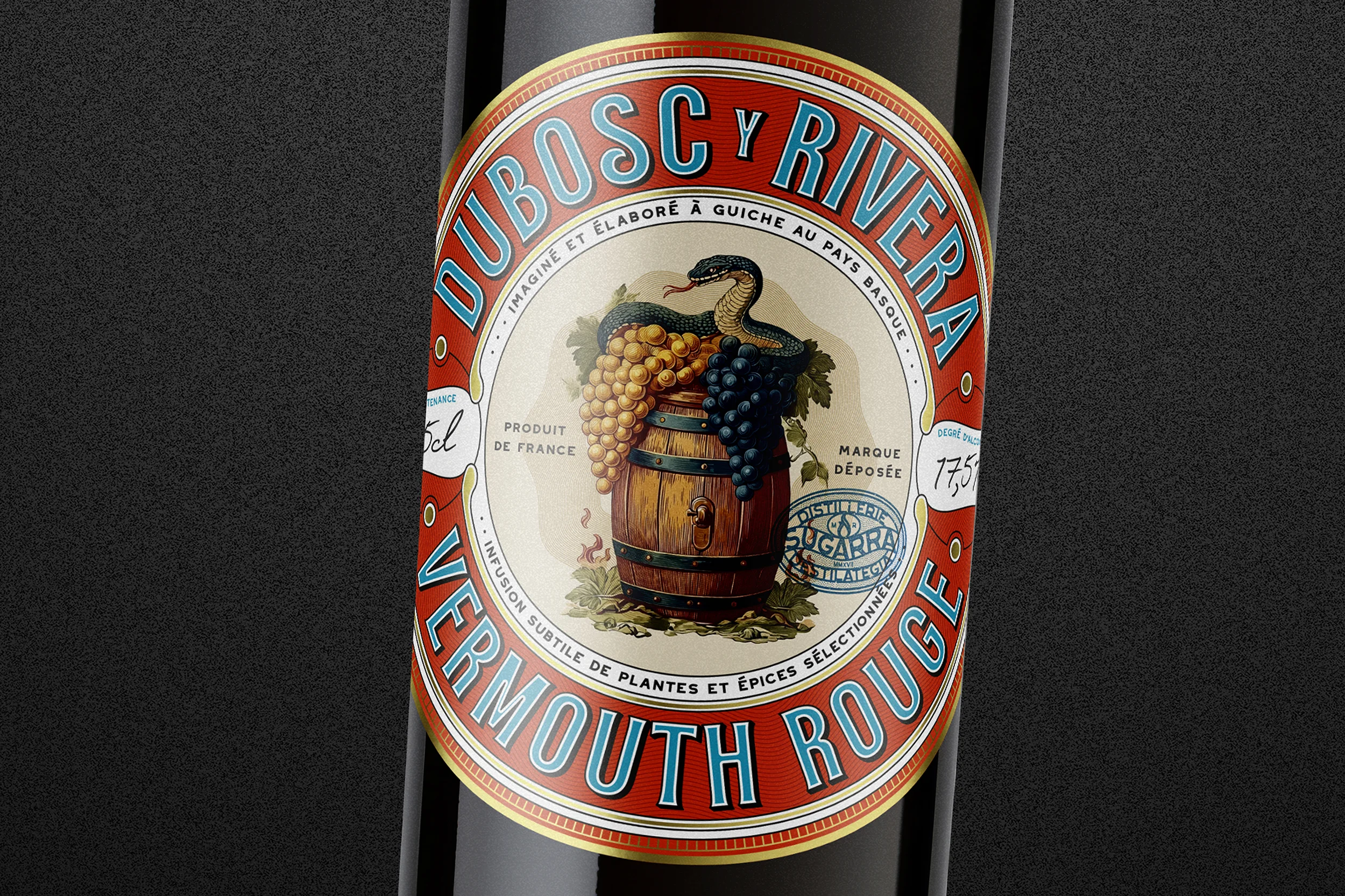 bleu juin lionel osmin sugarra vermouth pays basque guche packaging design etiquette dubosc rivera label labelling euskadi vin sugaar